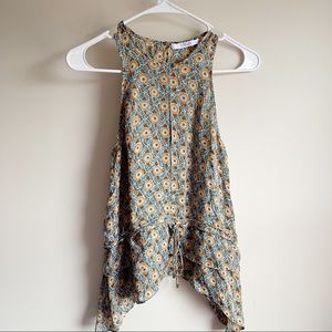 Derek Lam 10 Crosby 100% Silk Cinched Tank Top